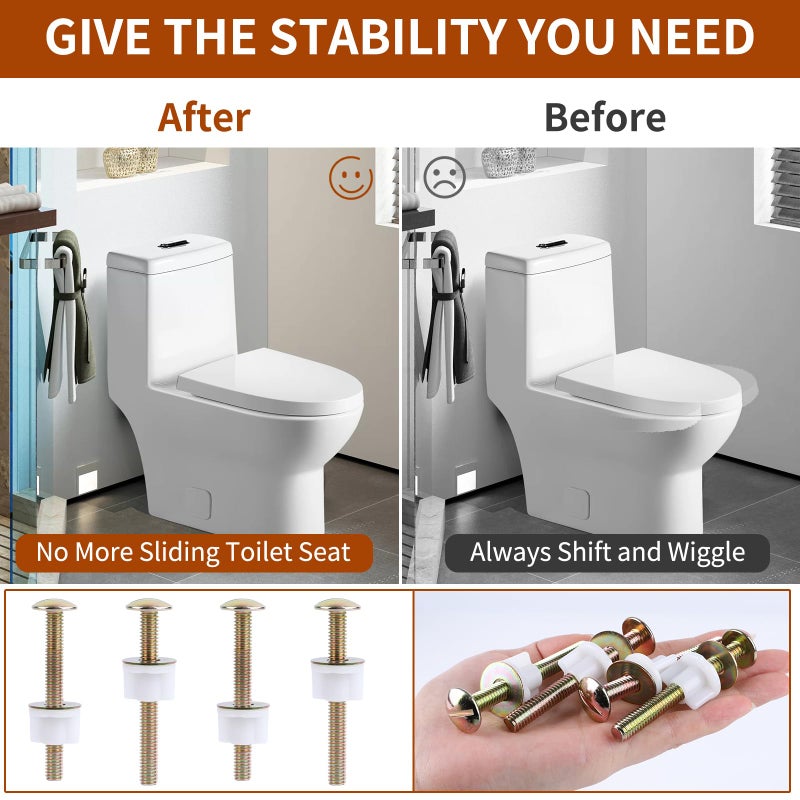 Syocsek 4 Pack Toilet Seat Hinge Bolt, Quick Fix Toilet Screws Replacement with Nuts Washers, No More Wiggle Toilet Seat Fastener Steel Toilet Screws for Top Toilet Seat Kohler TOTO, Syocsek - Image 3